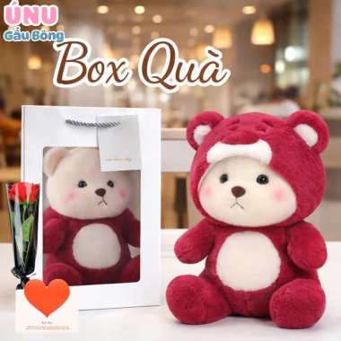 Gấu Bông Lena Cosplay Gấu Dâu Đỏ Hot - Tháo Rời Mũ, Giá Siêu Rẻ 79.000₫