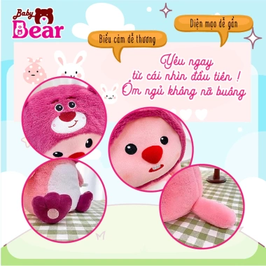 Gấu Bông Loopy Đội Mũ Dâu Lotso - Siêu Xinh Đẹp, Khuyến Mãi Giá 145.600₫