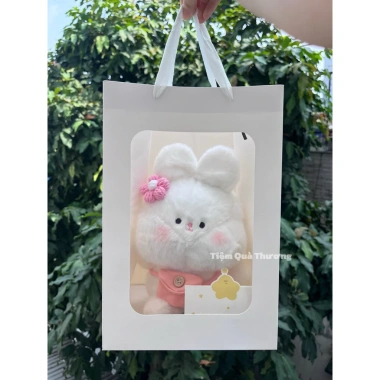 Gấu bông loopy hải ly hồng lông xù cài hoa len 20-22cm - Quà tặng nữ chỉ 30.000đ, giao nhanh HCM