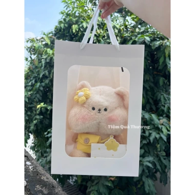 Gấu bông loopy hải ly hồng lông xù cài hoa len 20-22cm - Quà tặng nữ chỉ 30.000đ, giao nhanh HCM