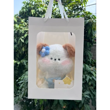 Gấu bông loopy hải ly hồng lông xù cài hoa len 20-22cm - Quà tặng nữ chỉ 30.000đ, giao nhanh HCM