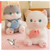 Gấu bông mèo ôm cá cute Bear.Om 45cm màu xám mềm mịn - Giá ưu đãi 199k