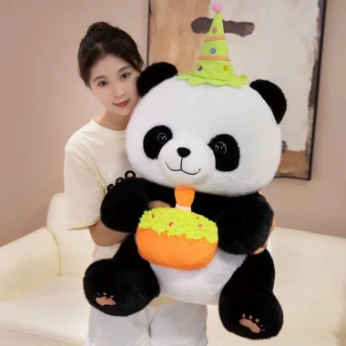Gấu Bông Panda 50cm Ôm Bánh Sinh Nhật - Hàng Quảng Châu, Đội Nón, Giá 69.000đ