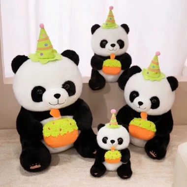 Gấu Bông Panda 50cm Ôm Bánh Sinh Nhật - Hàng Quảng Châu, Đội Nón, Giá 69.000đ