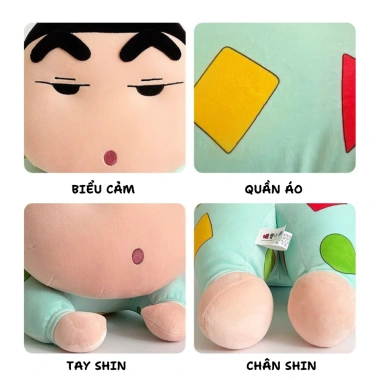 Gấu Bông Shin Chan 65cm - Gối Tựa Lưng Cray On Mặc Đồ Ngủ Dễ Thương 69k 3