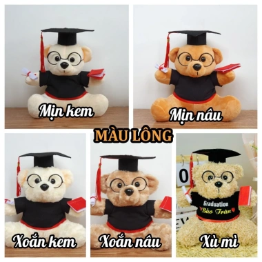 Gấu bông tốt nghiệp 20cm in tên và logo lông trơn, giá sỉ 45k, tặng giấy gói quà 2 Gấu bông tốt nghiệp 20cm in tên và logo lông trơn, giá sỉ 45k, tặng giấy gói quà 2