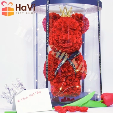 Gấu Hoa Hồng Giấy Bear Brick Đèn LED - Quà Tặng Độc Đáo Cho Bạn Gái, Giá 290k, Valentine, Sinh Nhật, Lễ Tết