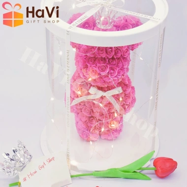 Gấu Hoa Hồng Giấy Bear Brick Đèn LED - Quà Tặng Độc Đáo Cho Bạn Gái, Giá 290k, Valentine, Sinh Nhật, Lễ Tết