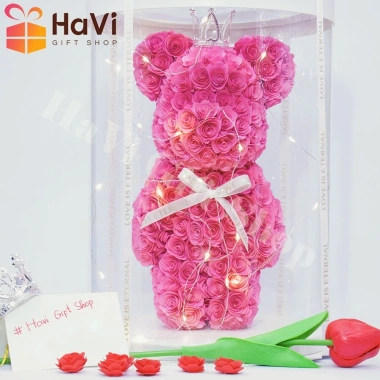 Gấu Hoa Hồng Giấy Bear Brick Đèn LED - Quà Tặng Độc Đáo Cho Bạn Gái, Giá 290k, Valentine, Sinh Nhật, Lễ Tết
