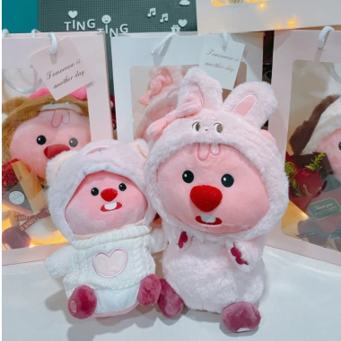 Gấu nhồi bông Loopy Hải Ly lông mềm mịn cao cấp, coslay đáng yêu, giá ưu đãi 139k