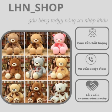 Gấu Teddy khăn vải mịn nhập khẩu Quảng Châu - quà tặng bạn gái 80cm-1.8m giá 250k