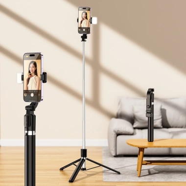 Gậy 1m7 3 Chân Chụp Ảnh Quay Livestream Đèn LED Bluetooth Từ Xa Giá 115k