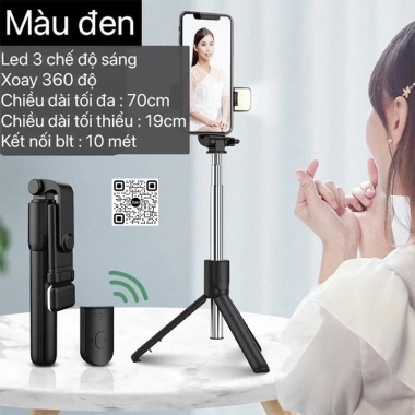 Gậy 3 chân R1S remote Bluetooth, đèn LED và giá đỡ selfie, chụp từ xa - 55.000₫ 7 Gậy 3 chân R1S remote Bluetooth, đèn LED và giá đỡ selfie, chụp từ xa - 55.000₫ 7