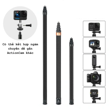 Gậy Carbon Fiber 1.5m/3m Tàng Hình Siêu Nhẹ - Phù Hợp Insta360 X5 X4 X3, Osmo 360, GoPro Max - Giá 279k 7