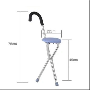 Gậy chống trượt 3 chân inox gấp gọn có ghế ngồi cho người già Giá ưu đãi 200.000₫
