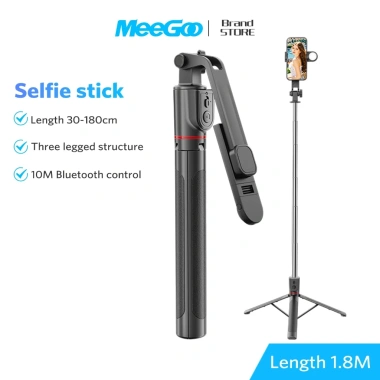 Gậy Chụp Ảnh 3 Chân 1M8 MeeGoo Tripod Điện Thoại có Đèn Remote Tự Sướng Livestream
