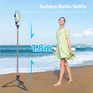 Gậy Chụp Ảnh 3 Chân 1M8 MeeGoo Tripod Điện Thoại có Đèn Remote Tự Sướng Livestream