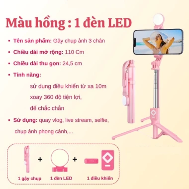 Gậy Chụp Ảnh 3 Chân B11S – Đèn LED, Bluetooth Điều Khiển, Giá 125k – LINKEETECH 4