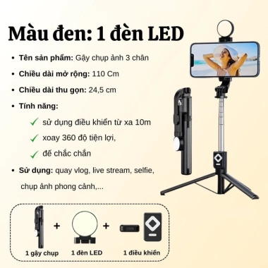 Gậy Chụp Ảnh 3 Chân B11S – Đèn LED, Bluetooth Điều Khiển, Giá 125k – LINKEETECH 5