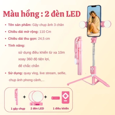 Gậy Chụp Ảnh 3 Chân B11S - Đèn LED, Bluetooth Điều Khiển Từ Xa, 145.000₫ 7