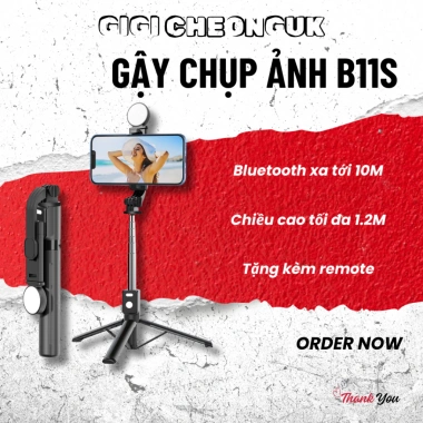 Gậy Chụp Ảnh 3 Chân B11S - Đèn LED Trợ Sáng, Tripod Selfie, Livestream, Quay Video