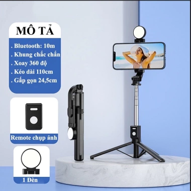 Gậy chụp ảnh 3 chân B11S mới – Đèn LED, selfie, Bluetooth điều khiển từ xa – Giá 43.120₫ 3