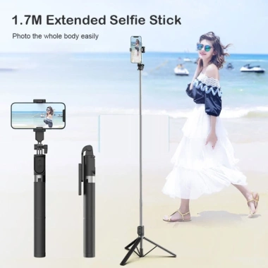 Gậy chụp ảnh 3 chân Bluetooth 1.7m tự sướng LED 360 độ selfie xa 99k