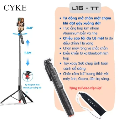 Gậy Chụp Ảnh 3 Chân CYKE L16 Kéo Dài 1m55 - Đa Thiết Bị, Giá Chỉ 280.000 VNĐ