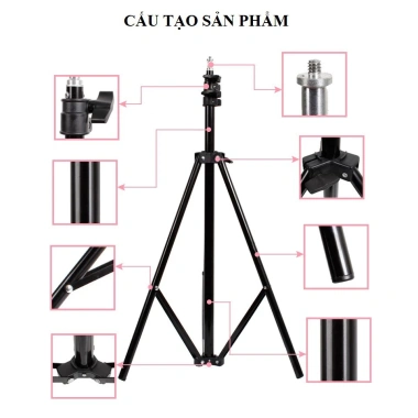 Gậy chụp ảnh 3 chân đa năng – Tripod livestream 1.6‑2.1m gấp gọn, kèm remote Bluetooth, giá ưu đãi 149k
