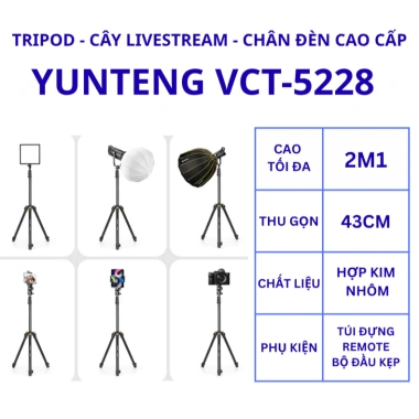Gậy chụp ảnh 3 chân đa năng – Tripod livestream 1.6‑2.1m gấp gọn, kèm remote Bluetooth, giá ưu đãi 149k