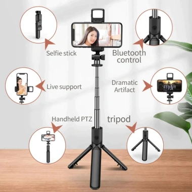 Gậy Chụp Ảnh 3 Chân Đèn LED, Remote Điều Khiển, Selfie & Livestream - 30.900 VND