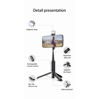 Gậy chụp ảnh 3 chân M80S LED Bluetooth điều khiển từ xa - Tự sướng selfie 139k