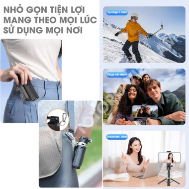 Gậy chụp ảnh 3 chân Mini TSS Tripod 42cm Siêu gọn nhẹ Bluetooth Selfie Livestream