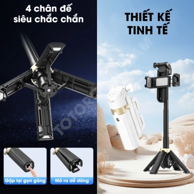 Gậy chụp ảnh 3 chân Mini TSS Tripod 42cm Siêu gọn nhẹ Bluetooth Selfie Livestream