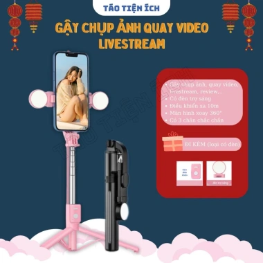 Gậy Chụp Ảnh 3 Chân Quay Video Livestream Đèn LED, Giá Đỡ Điện Thoại, Chống Rung, Điều Khiển Từ Xa - Giá Ưu Đãi 112k