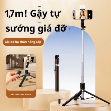 Gậy chụp ảnh 3 chân R1S-L 1M7 – đèn LED, selfie, Bluetooth điều khiển từ xa – 95.000 VND 6 Gậy chụp ảnh 3 chân R1S-L 1M7 – đèn LED, selfie, Bluetooth điều khiển từ xa – 95.000 VND 6
