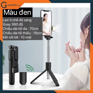 Gậy chụp ảnh 3 chân R1S remote và đèn LED, selfie xoay đa góc, giá 58.000 VND