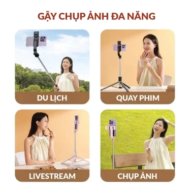 Gậy Chụp Ảnh 3 Chân Tripod Điện Thoại 30-175cm, Đèn LED Trợ Sáng, Remote Bluetooth - TOPICK 2