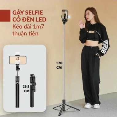 Gậy Chụp Ảnh 3 Chân Tripod Điện Thoại 30-175cm, Đèn LED Trợ Sáng, Remote Bluetooth - TOPICK 4