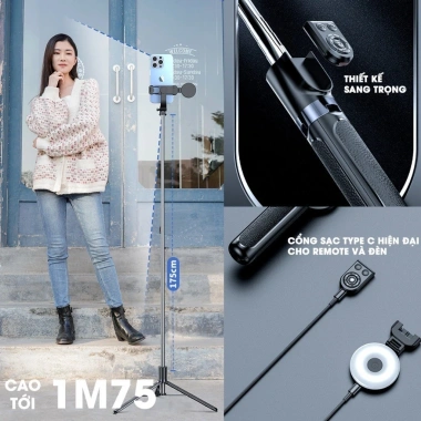 Gậy chụp ảnh 3 chân Tripod điện thoại TSS PLUS 1.75m - Giá ưu đãi 139.570 VND