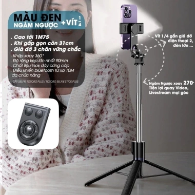 Gậy Chụp Ảnh 3 Chân Tripod Z16 1.75m - Selfie, Quay Phim, Livestream, Giá Rẻ 125k 7