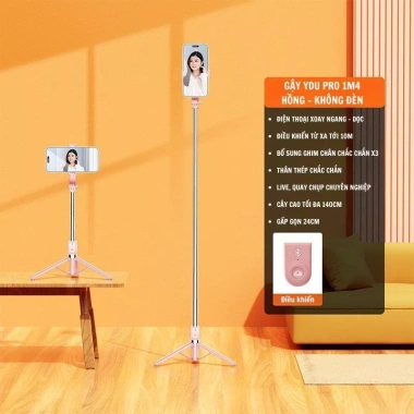 Gậy chụp ảnh 3 chân YDu Plus 1.4m xoay 360°, remote điều khiển, giá 140.000₫