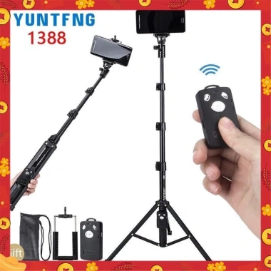 Gậy chụp ảnh 3 chân YUNTFNG 1.388 - Remote Bluetooth, giá đỡ chắc chắn, dài 1m3, tiện du lịch, chỉ 228.000₫