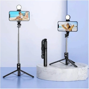 Gậy Chụp Ảnh 3 trong 1 Cao Cấp kèm Tripod, Đèn LED, Pin Sạc - Giá 135.000 VND