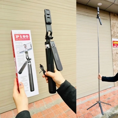 Gậy chụp ảnh 4 chân P180 1.8m - Tay quay 360°, Bluetooth sạc điện, giá 259.000đ 2