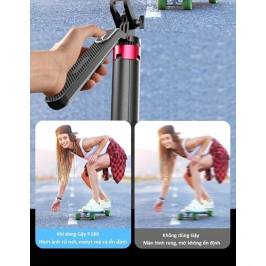 Gậy chụp ảnh 4 chân P180 1.8m - Tay quay 360°, Bluetooth sạc điện, giá 259.000đ 5