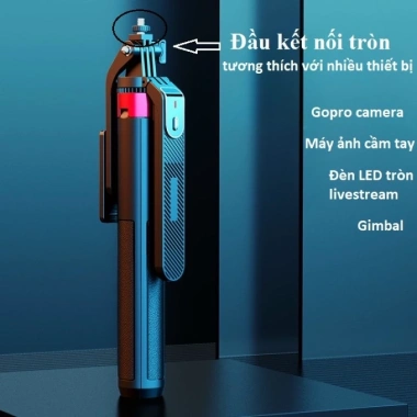 Gậy chụp ảnh 4 chân P180 1.8m - Tay quay 360°, Bluetooth sạc điện, giá 259.000đ 7