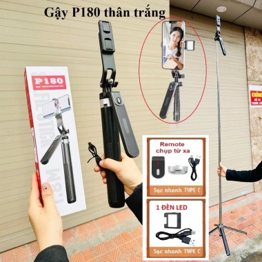Gậy chụp ảnh 4 chân P180 1.8m - Tay quay 360°, Bluetooth sạc điện, giá 259.000đ 10