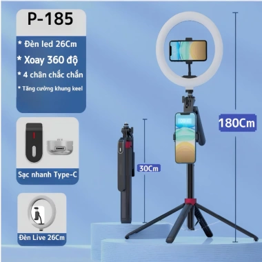 Gậy Chụp Ảnh 4 Chân P185 - Cầm Tay, Remote, Dài 30‑180cm, Giá 265.000đ 9
