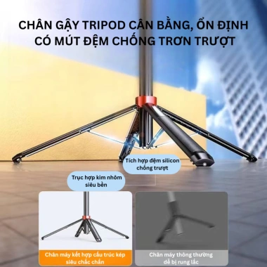 Gậy Chụp Ảnh 4 Chân P185 Xoay 360° Bluetooth - Tripod Livestream Chắc Chắn, Giá 279k 4